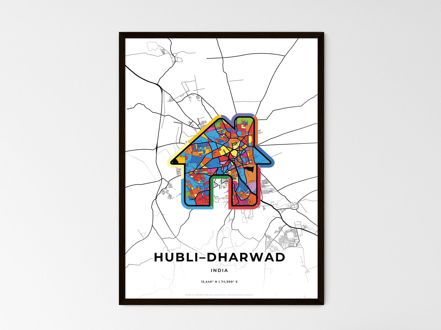 Hubli–Dharwad India wedding art map with home icon