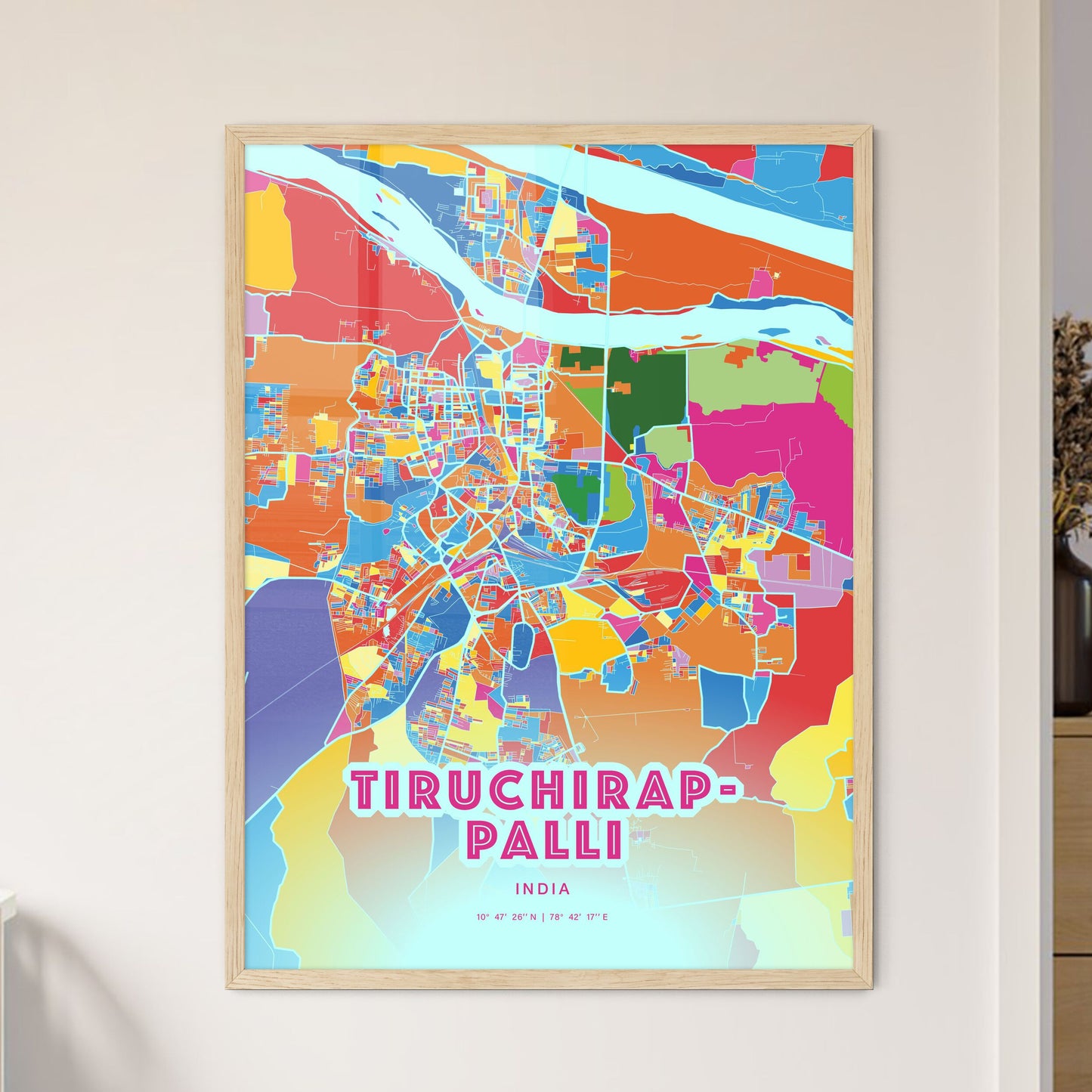 Colorful TIRUCHIRAPPALLI INDIA Fine Art Map Crazy Colors