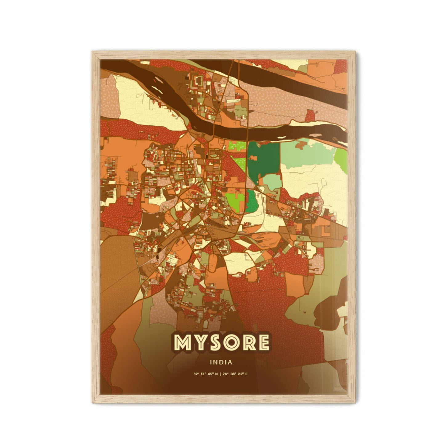Colorful MYSORE INDIA Fine Art Map Farmhouse
