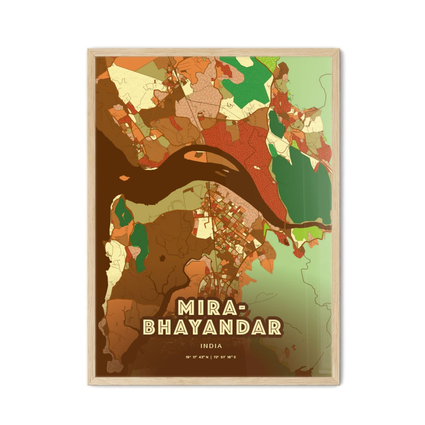 Colorful MIRA-BHAYANDAR INDIA Fine Art Map Farmhouse