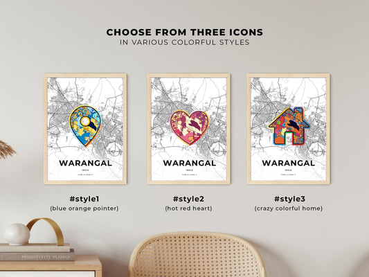Warangal India maps with colorful icons