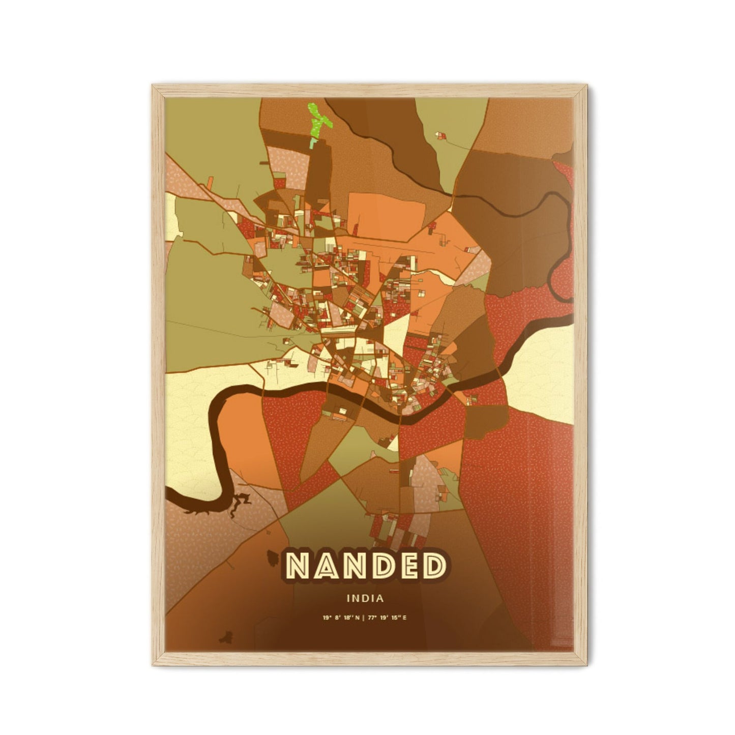 Colorful NANDED INDIA Fine Art Map Farmhouse