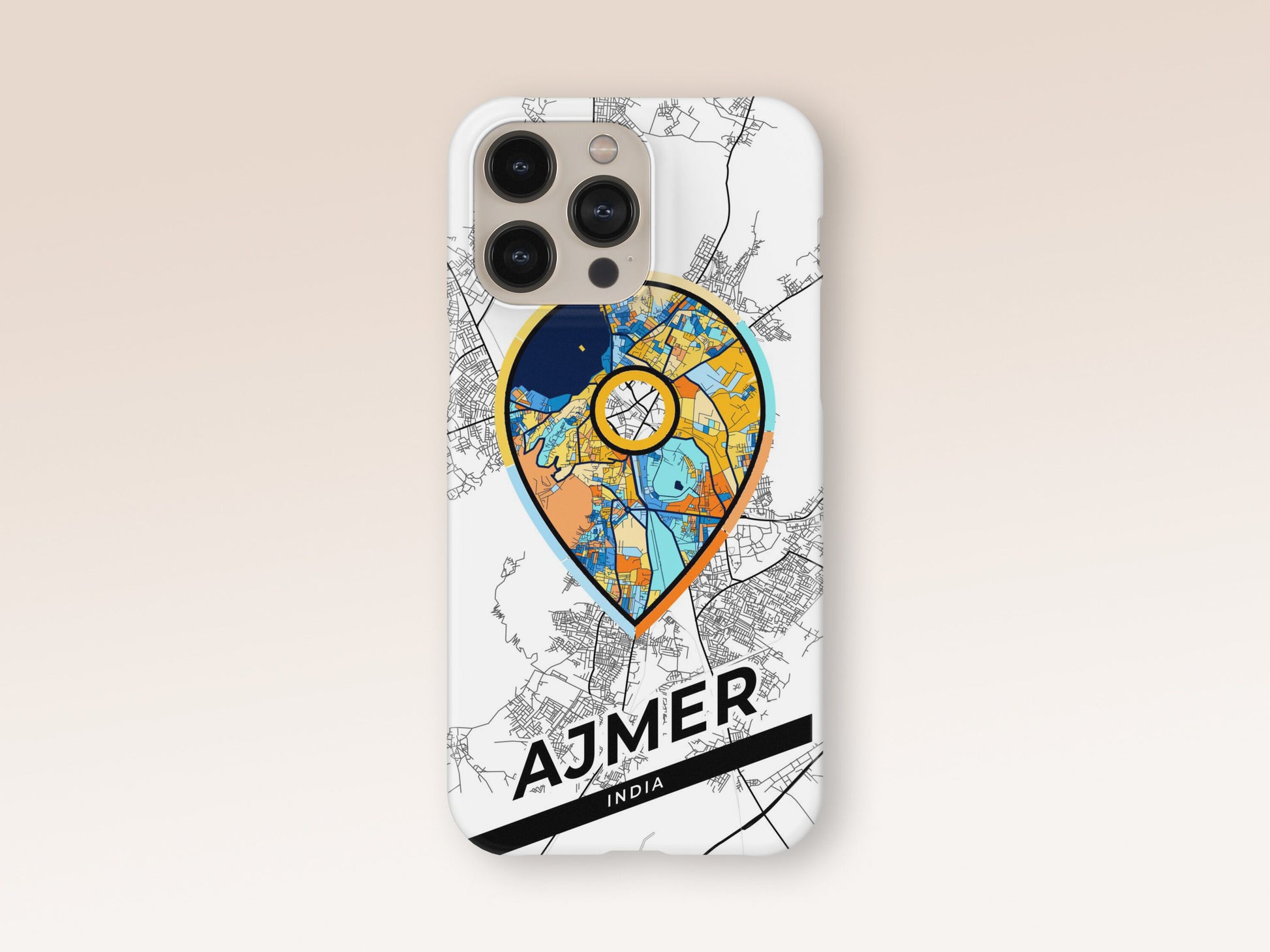 Ajmer India slim phone case with colorful icon. Birthday, wedding or housewarming gift. Couple match cases. 1