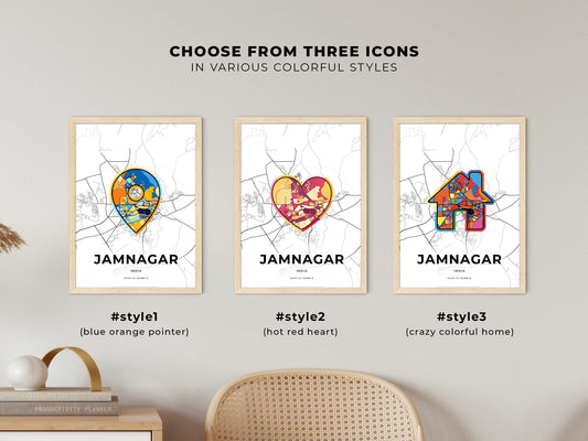 Jamnagar India maps with colorful icons
