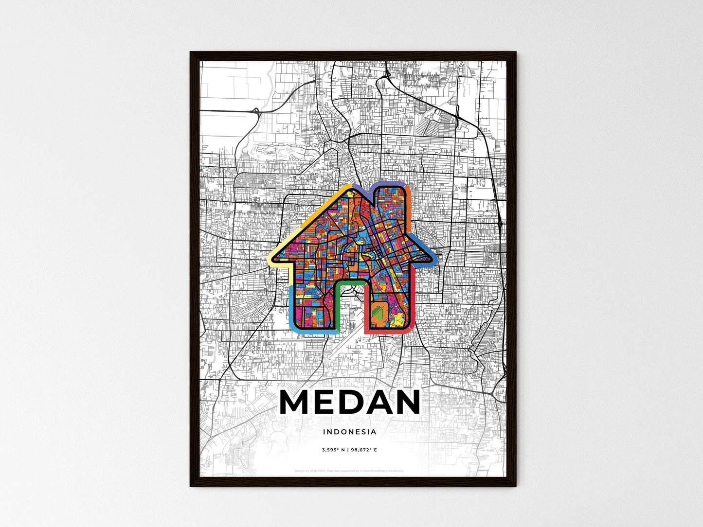 Medan Indonesia wedding art map with home icon