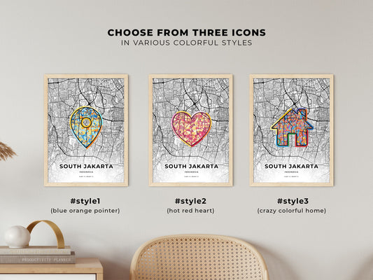 South Jakarta Indonesia maps with colorful icons