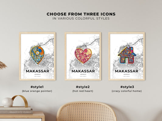 Makassar Indonesia maps with colorful icons