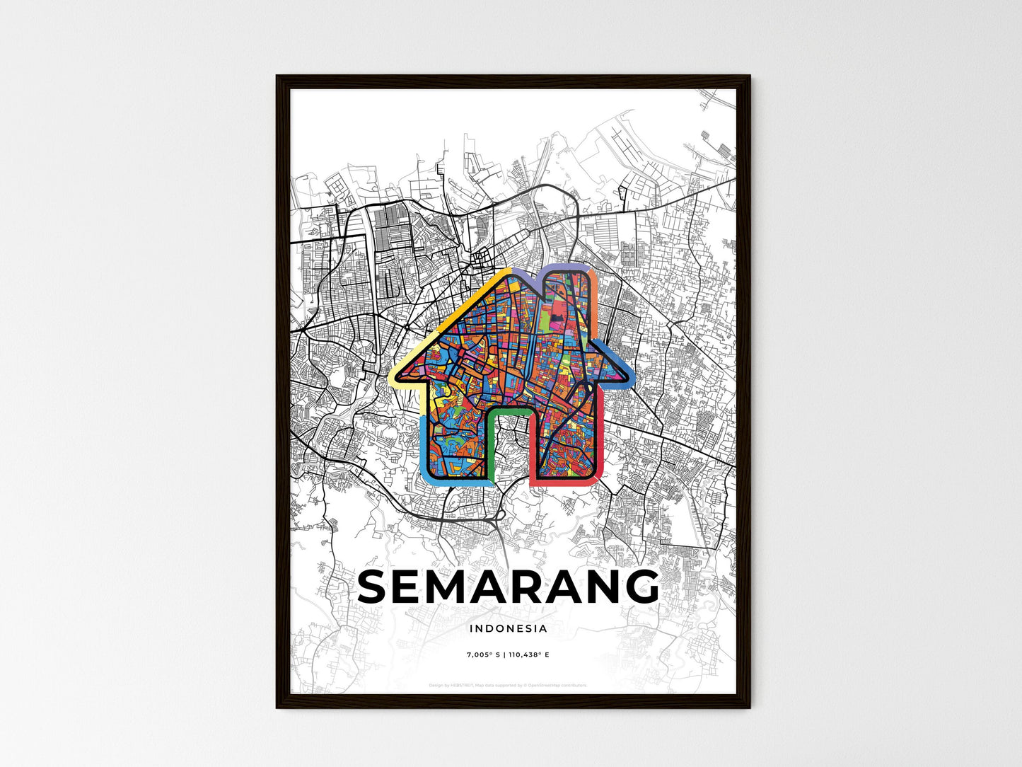Semarang Indonesia wedding art map with home icon