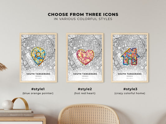 South Tangerang Indonesia maps with colorful icons