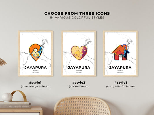 Jayapura Indonesia maps with colorful icons