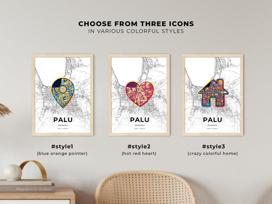 Palu Indonesia maps with colorful icons