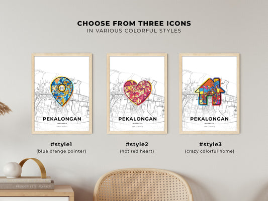Pekalongan Indonesia maps with colorful icons