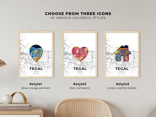 Tegal Indonesia maps with colorful icons