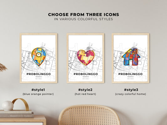 Probolinggo Indonesia maps with colorful icons