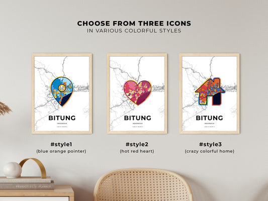 Bitung Indonesia maps with colorful icons