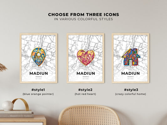 Madiun Indonesia maps with colorful icons