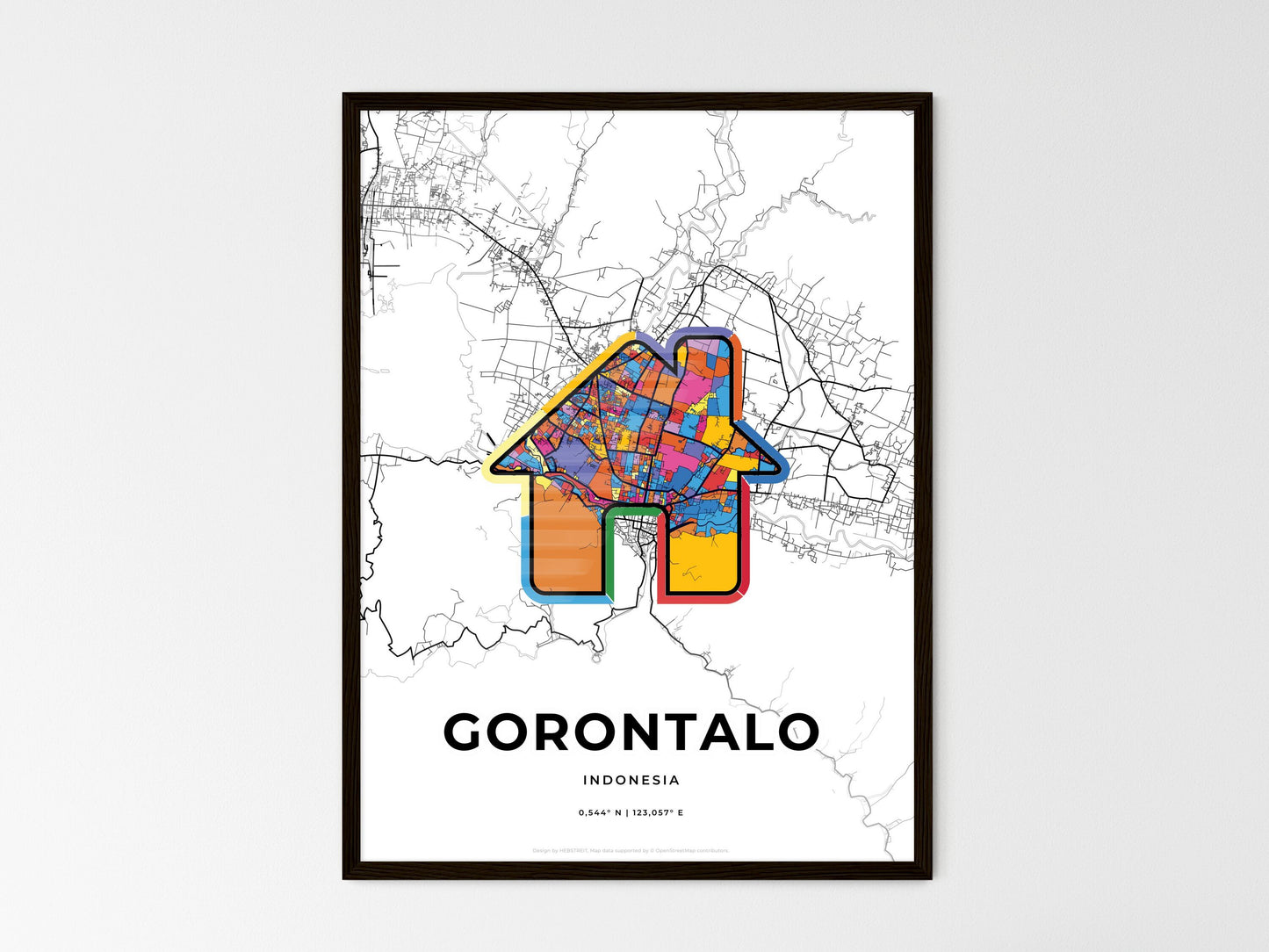Gorontalo Indonesia wedding art map with home icon