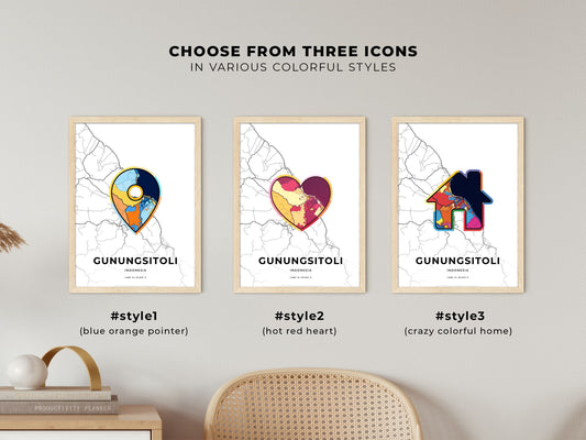 Gunungsitoli Indonesia maps with colorful icons