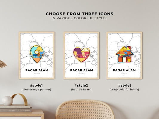 Pagar Alam Indonesia maps with colorful icons