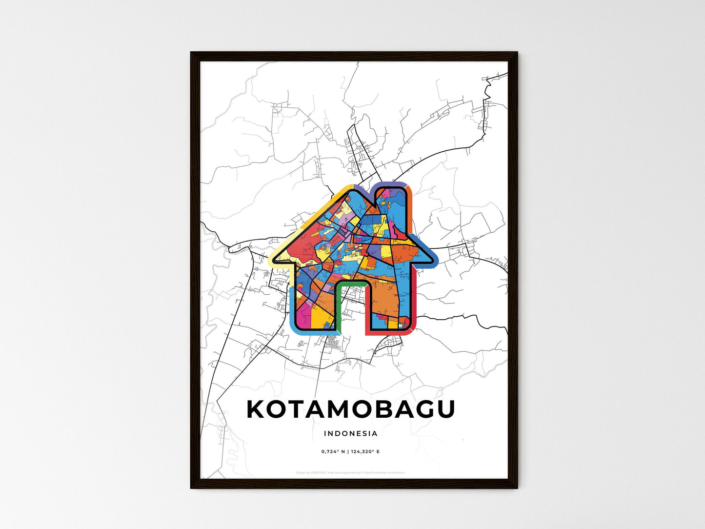 Kotamobagu Indonesia wedding art map with home icon