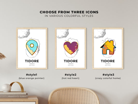 Tidore Indonesia maps with colorful icons