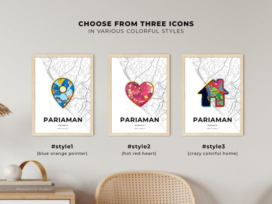 Pariaman Indonesia maps with colorful icons