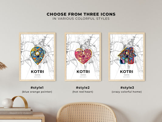 Kotri Pakistan maps with colorful icons