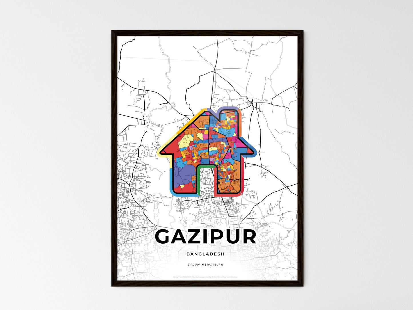 Gazipur Bangladesh wedding art map with home icon