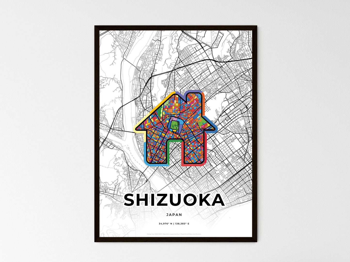 Shizuoka Japan wedding art map with home icon