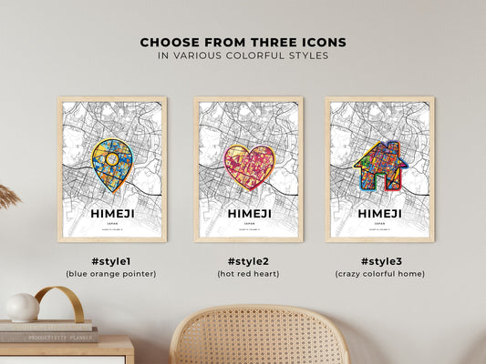 Himeji Japan maps with colorful icons