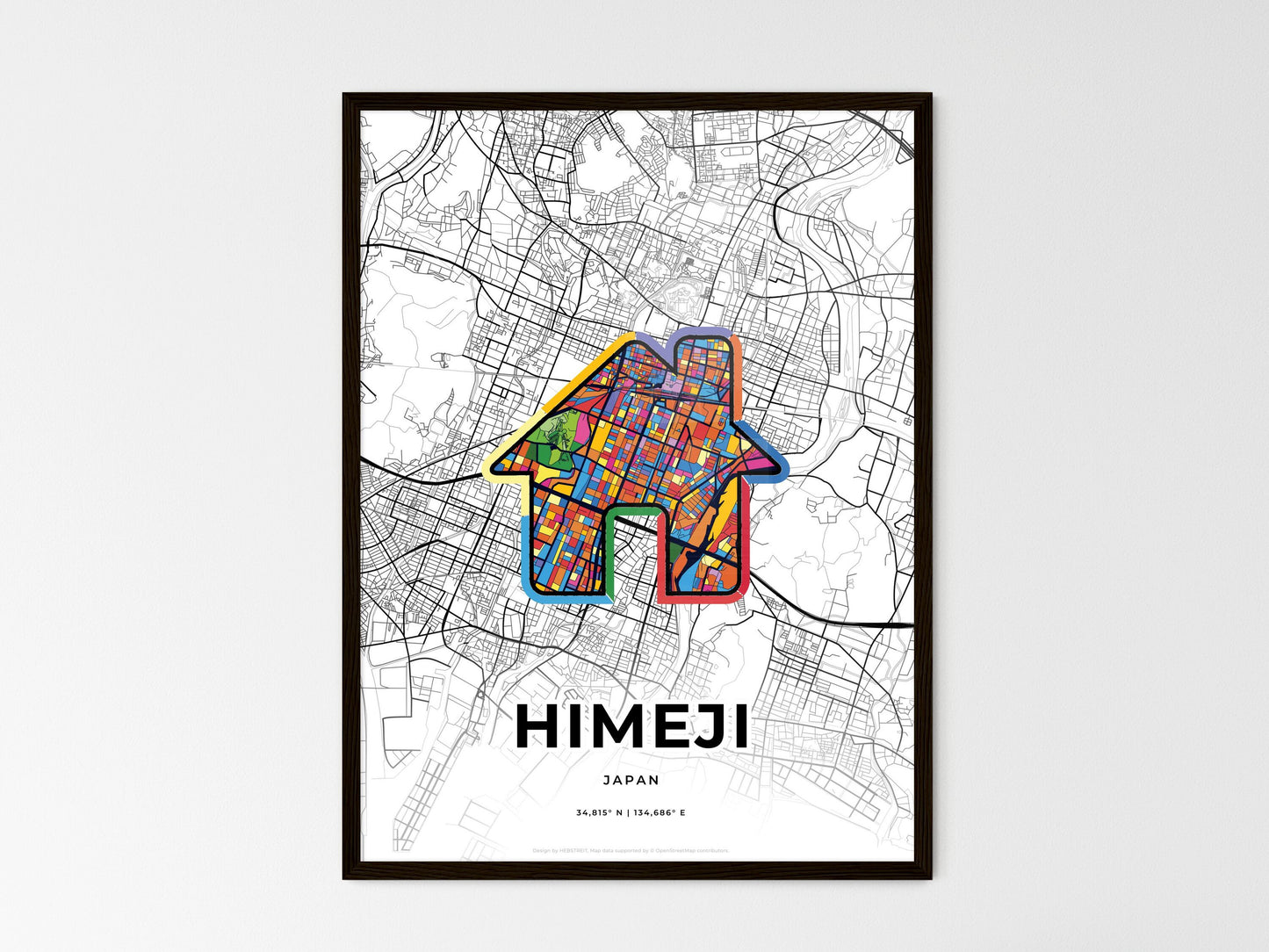 Himeji Japan wedding art map with home icon