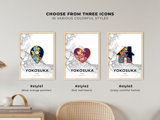 Yokosuka Japan maps with colorful icons