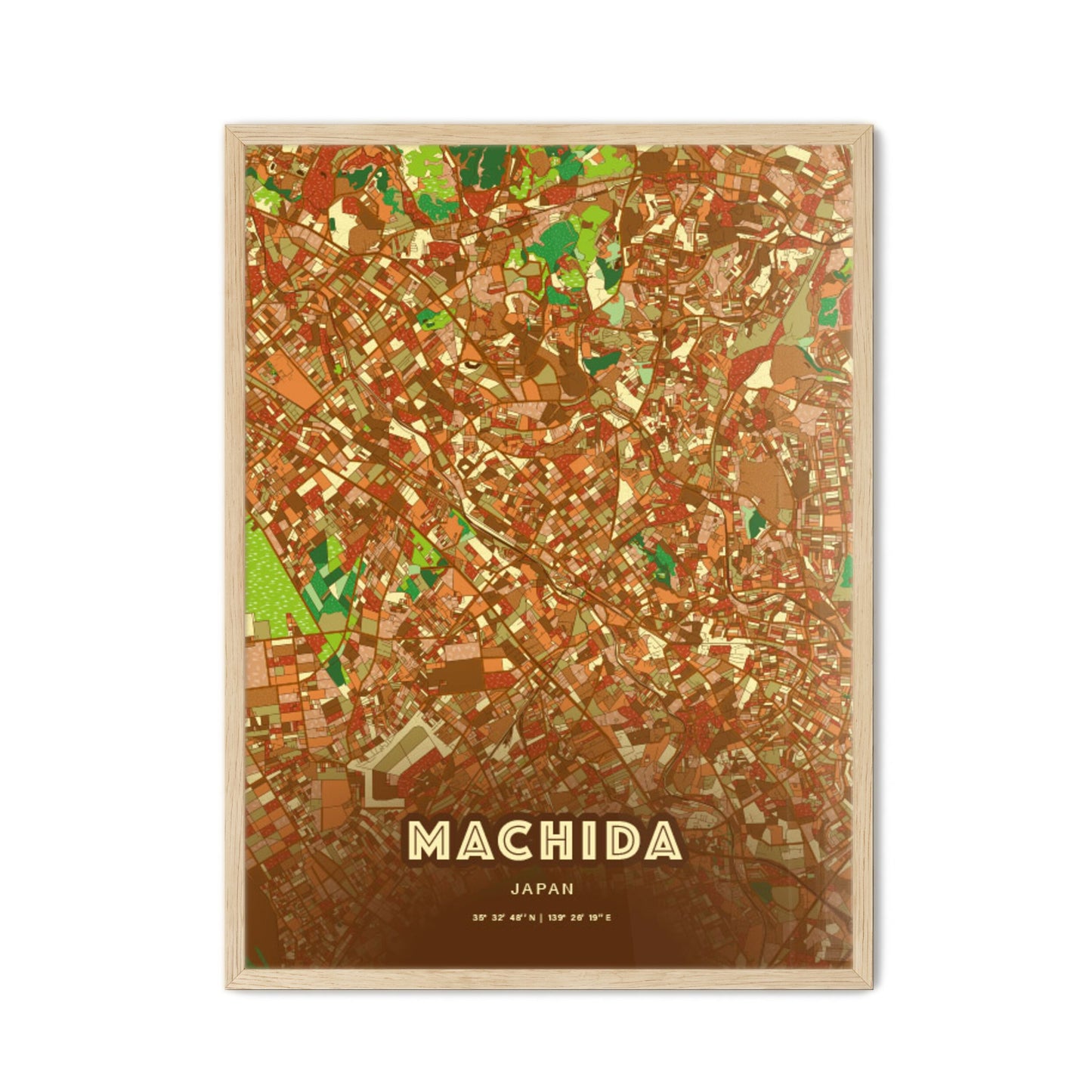 Colorful MACHIDA JAPAN Fine Art Map Farmhouse