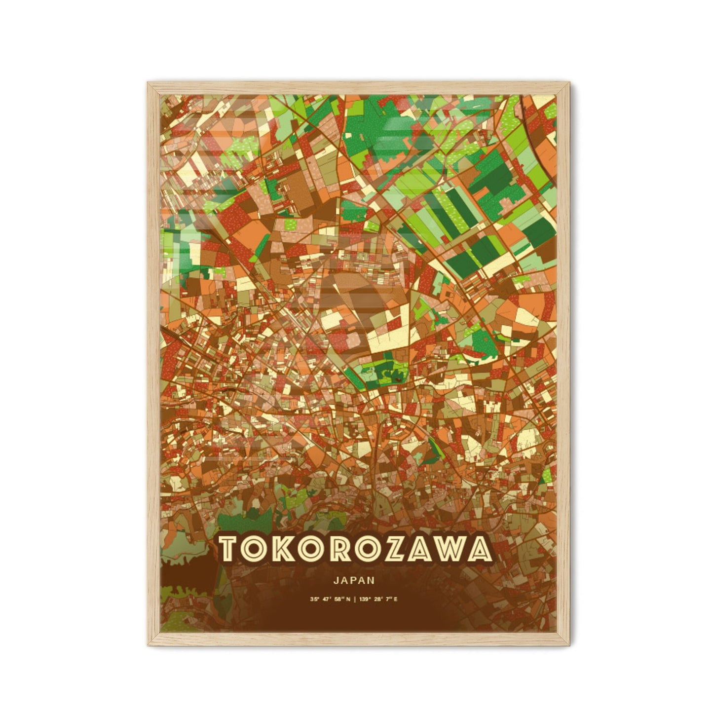 Colorful TOKOROZAWA JAPAN Fine Art Map Farmhouse