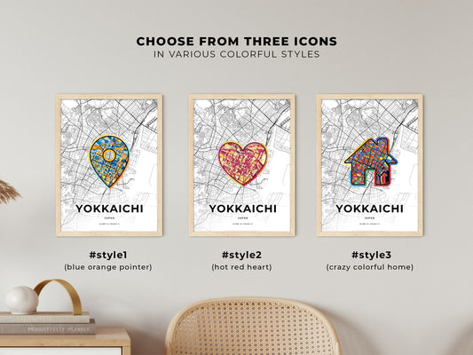 Yokkaichi Japan maps with colorful icons