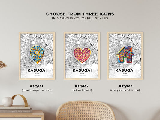 Kasugai Japan maps with colorful icons