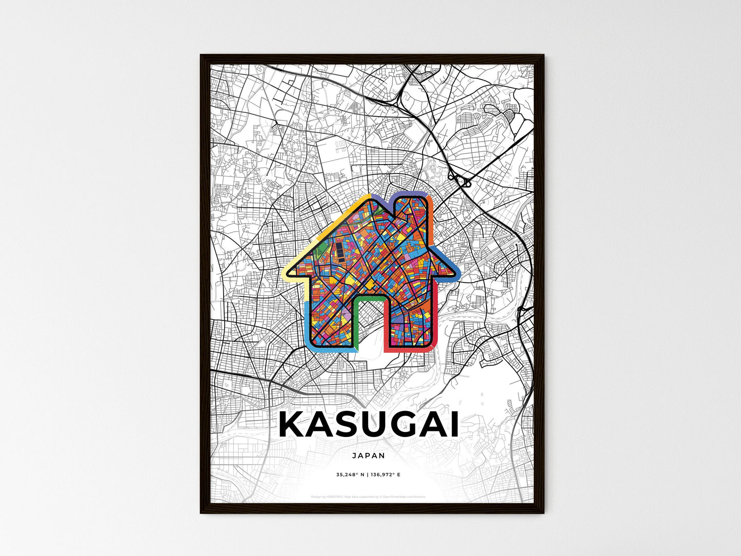 Kasugai Japan wedding art map with home icon