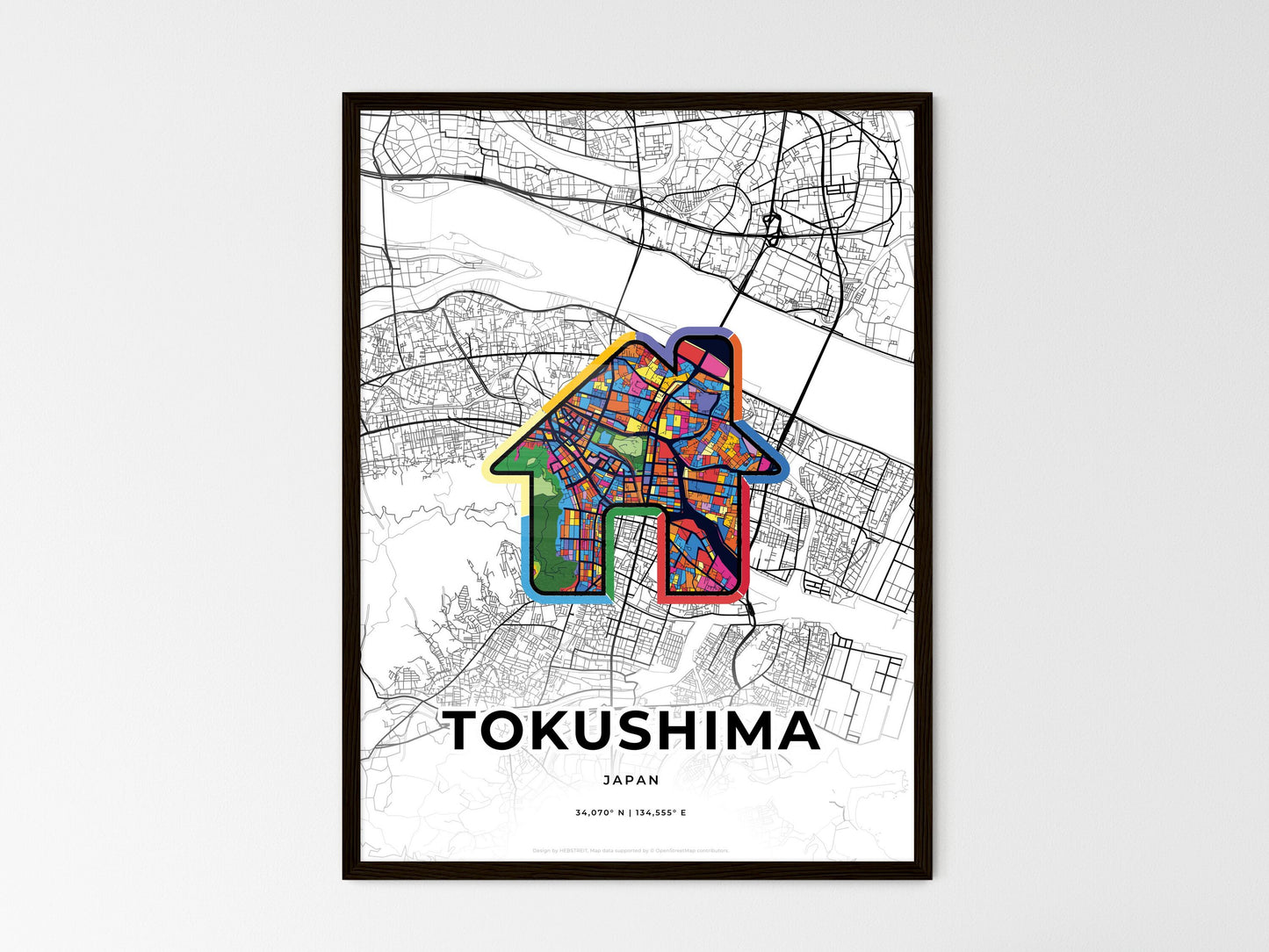 Tokushima Japan wedding art map with home icon