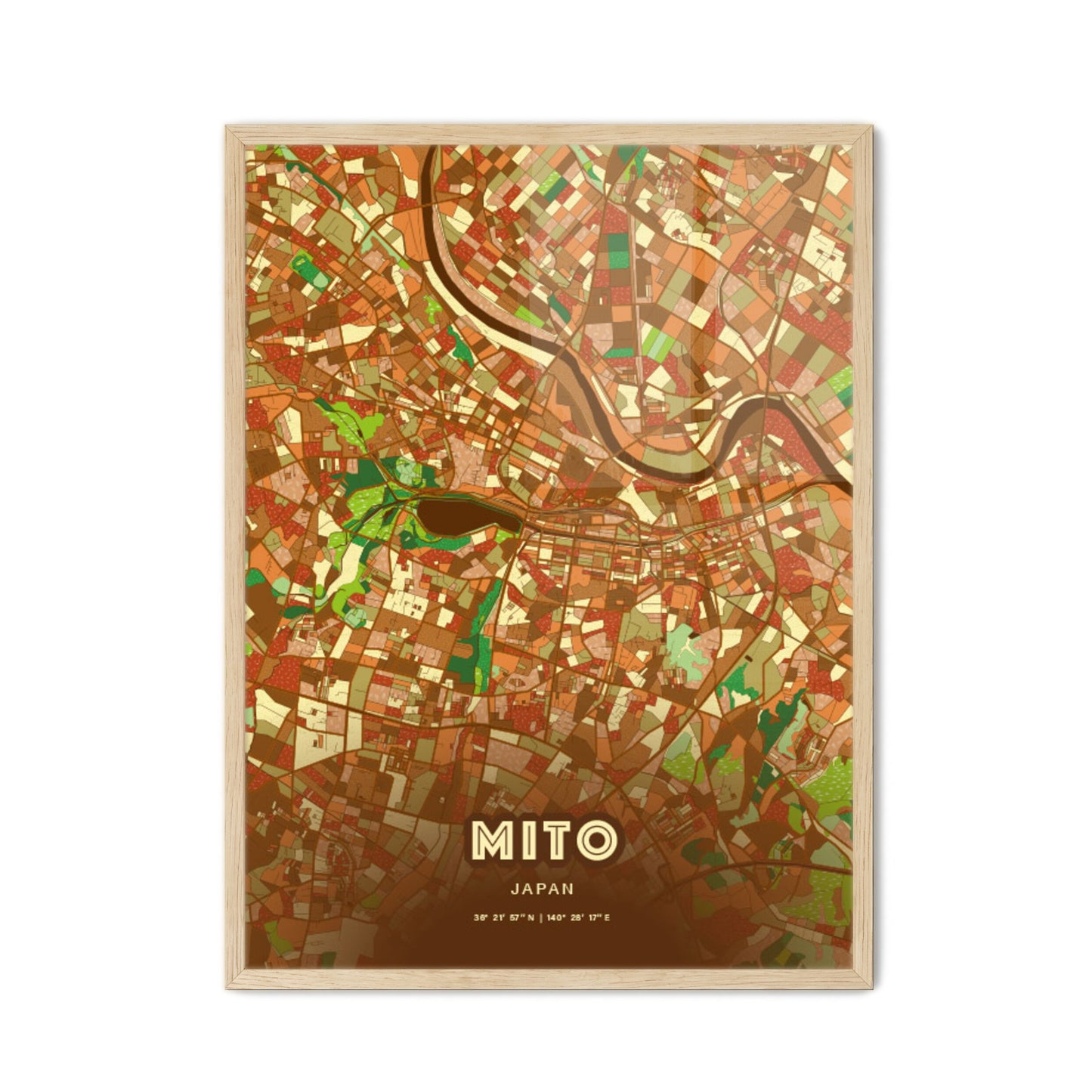 Colorful MITO JAPAN Fine Art Map Farmhouse
