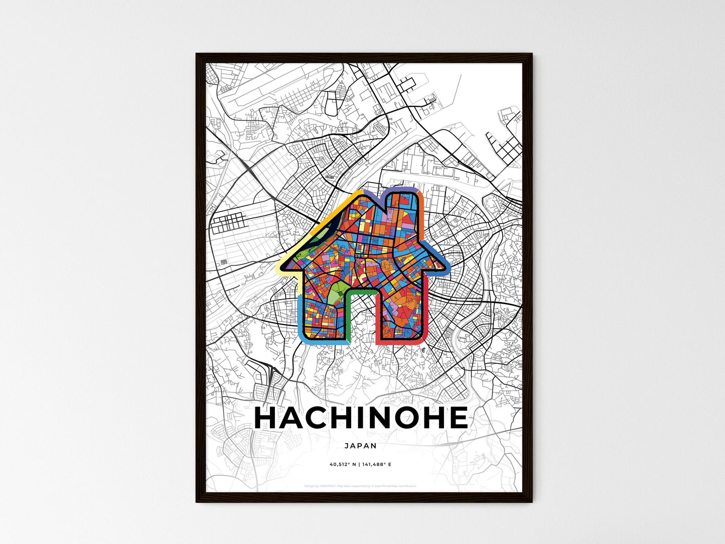 Hachinohe Japan wedding art map with home icon