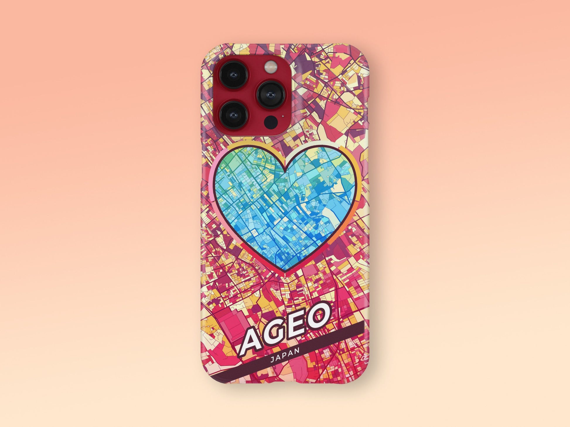 Ageo Japan slim phone case with colorful icon. Birthday, wedding or housewarming gift. Couple match cases. 2