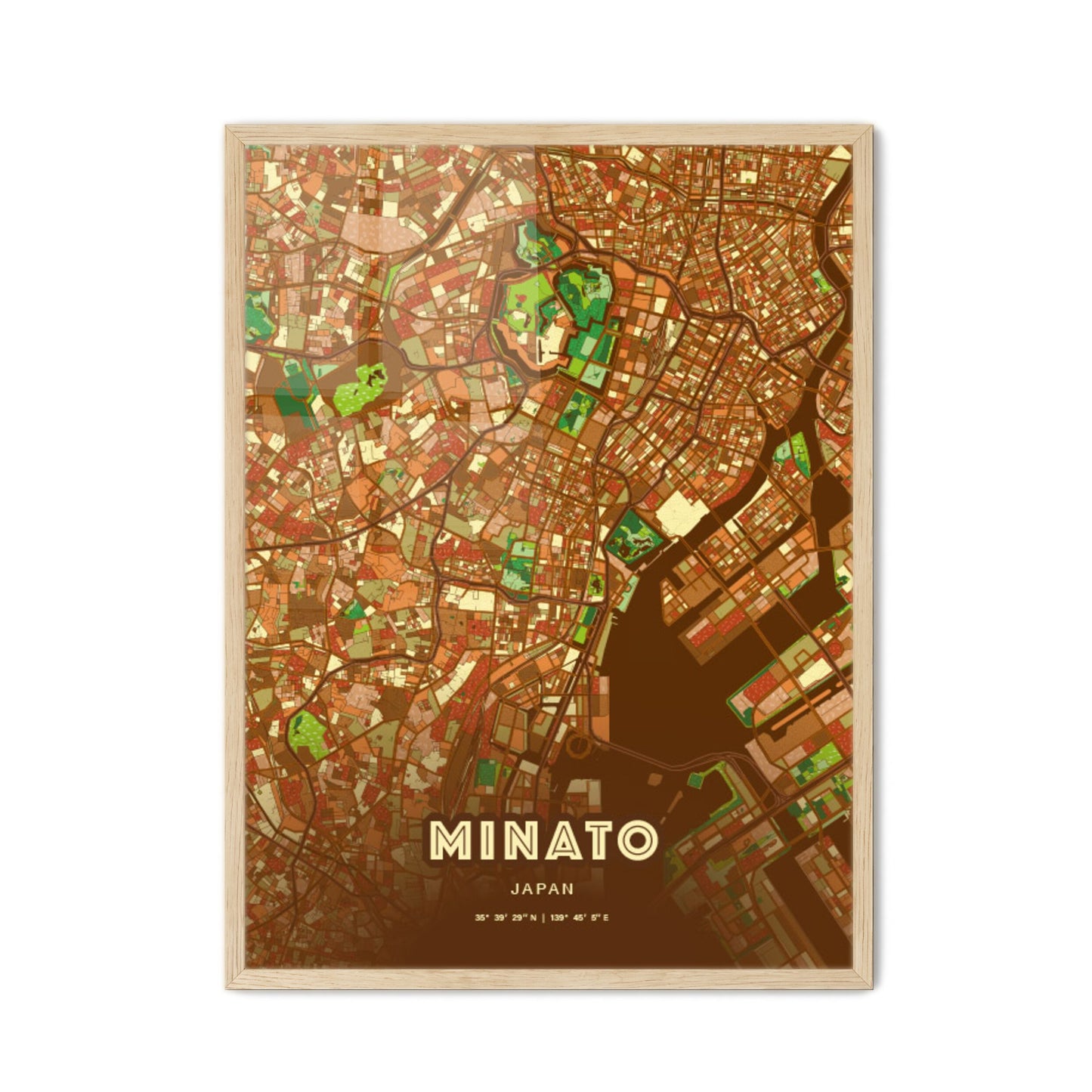Colorful MINATO JAPAN Fine Art Map Farmhouse