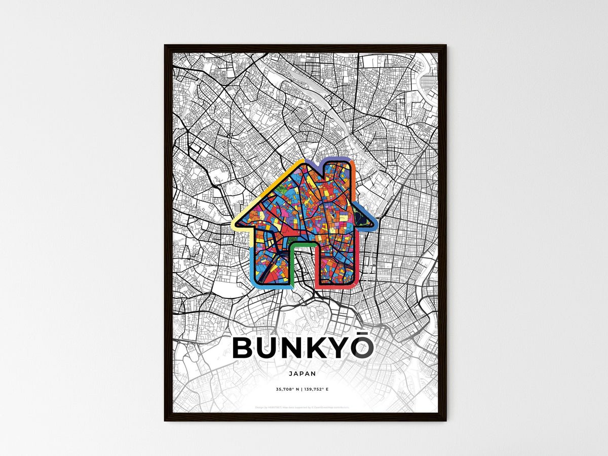 Bunkyō Japan wedding art map with home icon