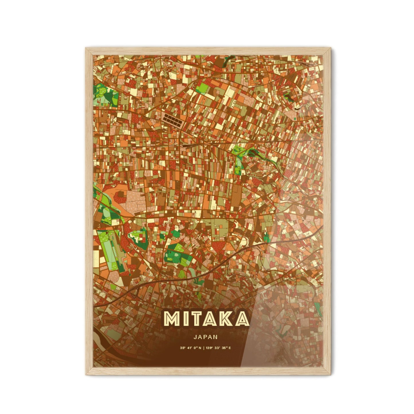 Colorful MITAKA JAPAN Fine Art Map Farmhouse