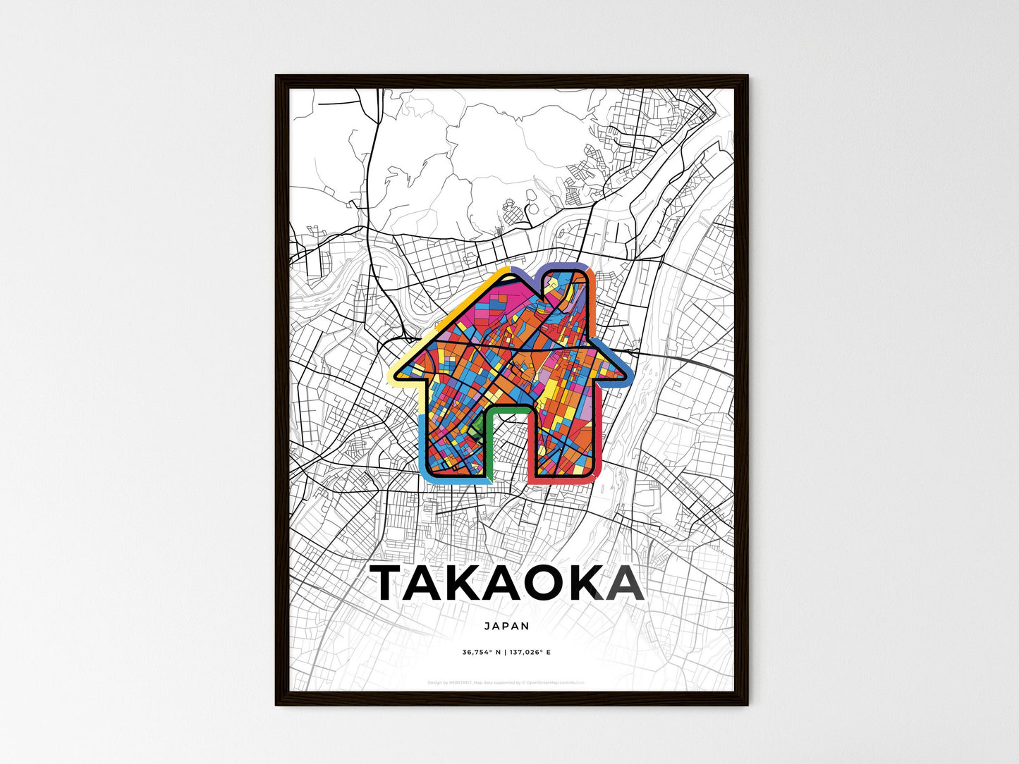 Takaoka Japan wedding art map with home icon