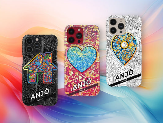 Anjō Japan slim phone case with colorful icon. Birthday, wedding or housewarming gift. Couple match cases.