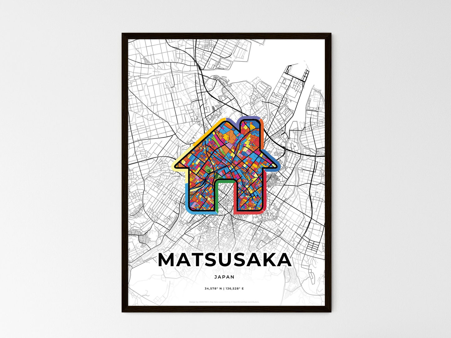 Matsusaka Japan wedding art map with home icon