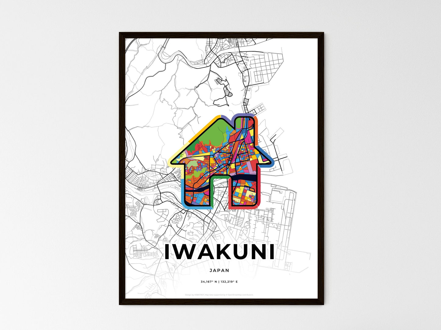 Iwakuni Japan wedding art map with home icon