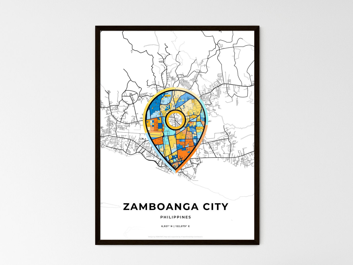 ZAMBOANGA CITY PHILIPPINES minimal art map with a colorful icon. Where it all began, Couple map gift. Style 1