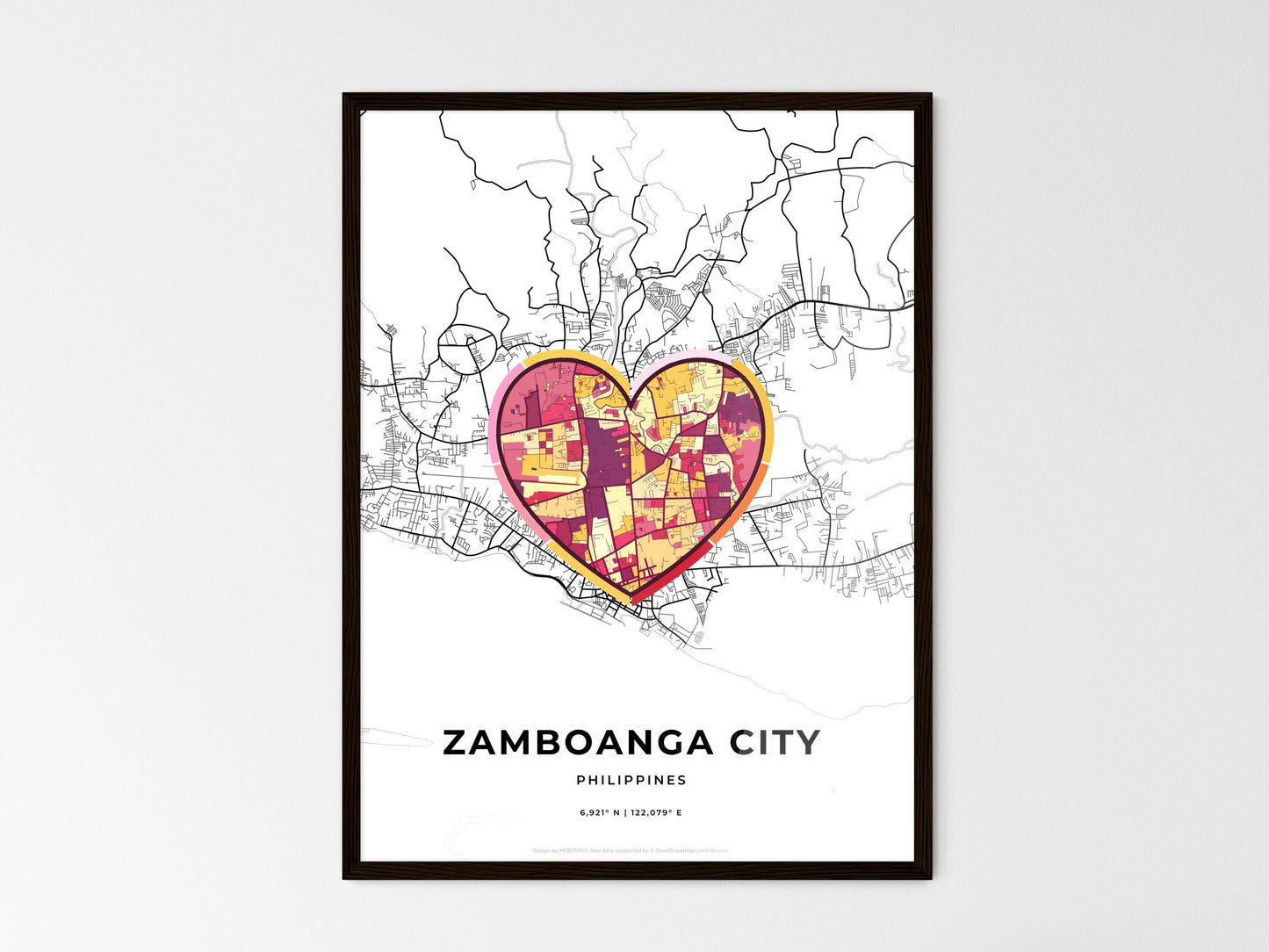 ZAMBOANGA CITY PHILIPPINES minimal art map with a colorful icon. Where it all began, Couple map gift. Style 2